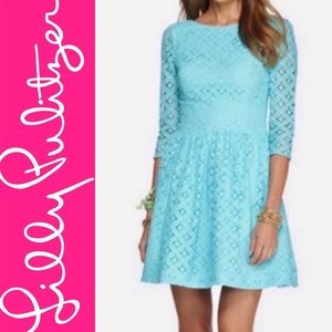 LILLY PULITZER Aqua Blue Lace Dress - Size 0